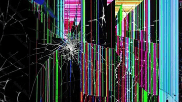 Multiple crack lines across display